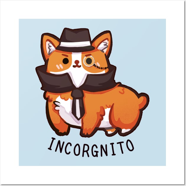 Incorgnito cute corgi on chrome incognito Wall Art by mushopea